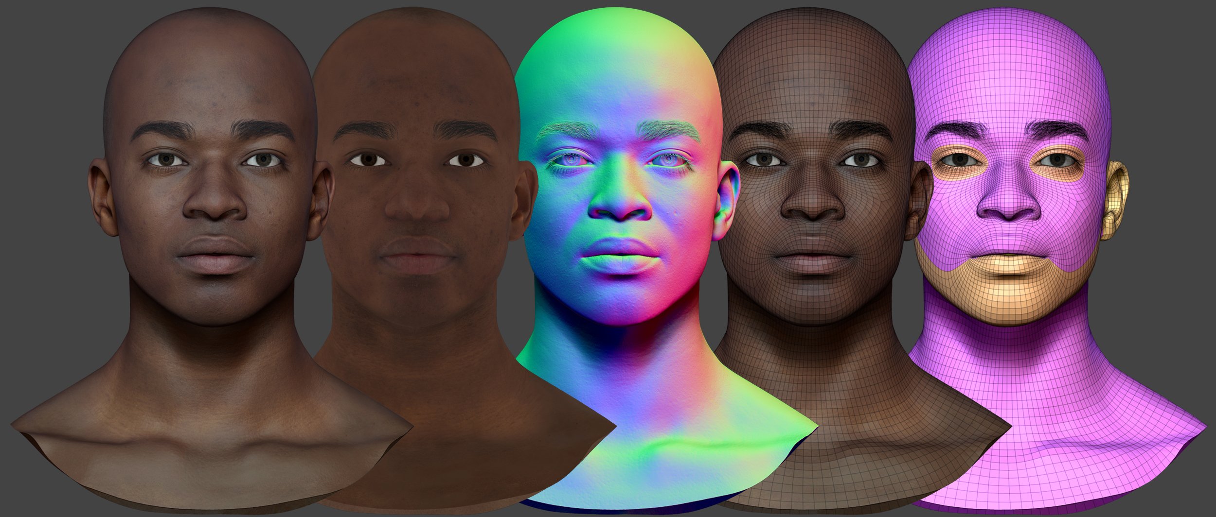 3D Skin textures in Zbrush with UV mapped 3D head scan